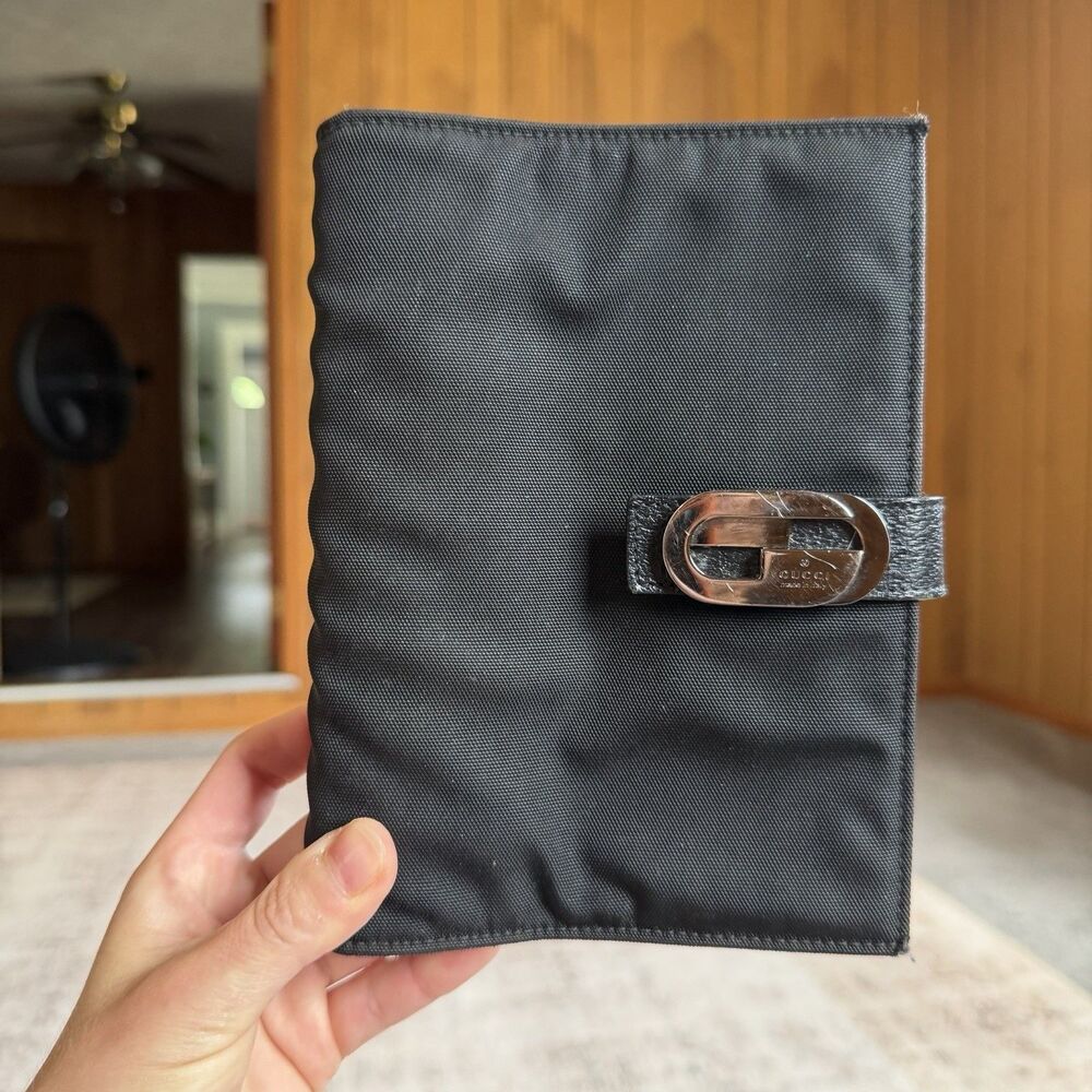 Gucci Pocket Agenda Cover Black Leather Planner Organizer Vintage Made in Italy - Picture 5 of 16